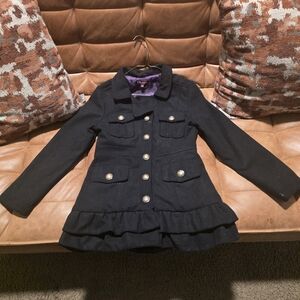 Elegant Black Kids Pea Coat with Button Accents